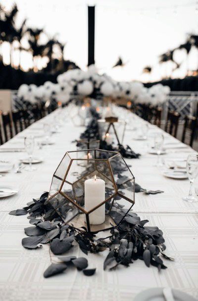 Hexagonal Black And White Candle Wedding Decor