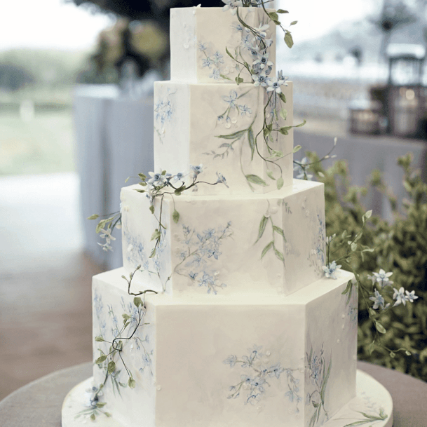 Hexagonal Marble Blocks Elegant Wedding Cakes Women