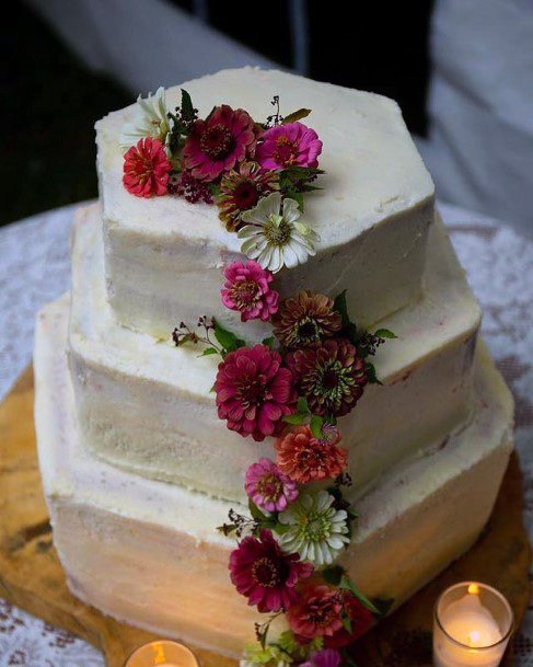 Hexagonal Red Velvet Wedding Cake