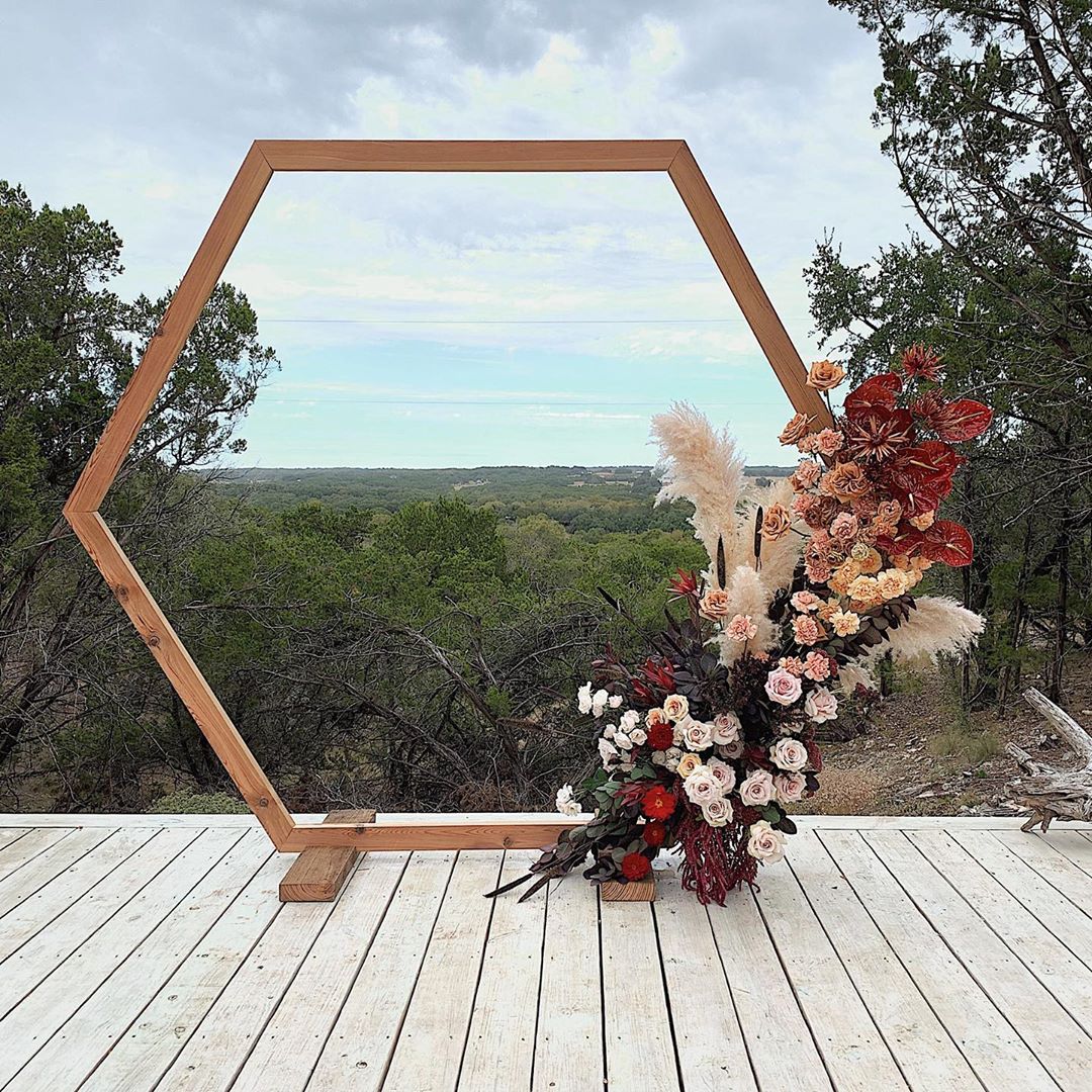 Hexagonal Wedding Arch Flowers