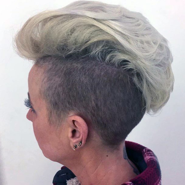 High And Tight Shaved Sleek Aloof Blonde Mohawk Hairstyle Ideas