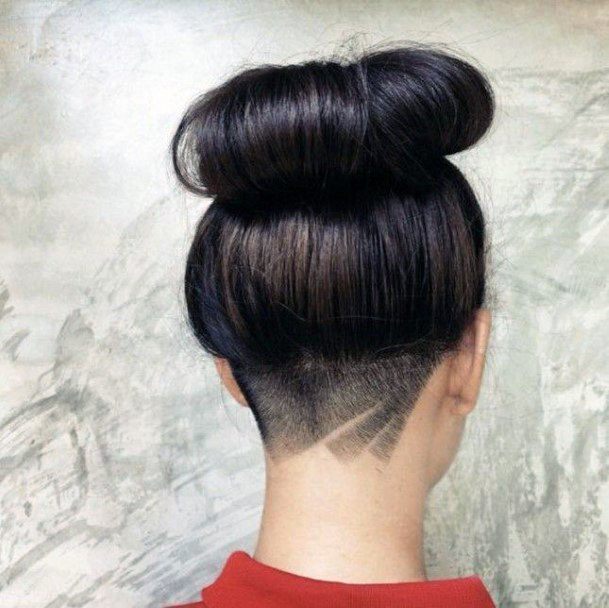 High Donut Bun Shaved Hairstyles For Women