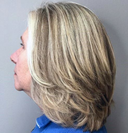 Highlights Medium Layers Hairstyles For Women Over 60