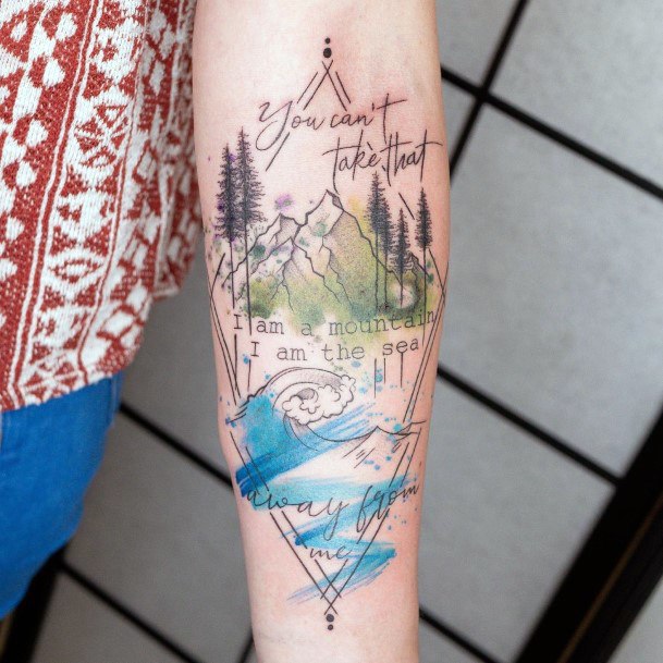 Hiking Female Tattoo Designs