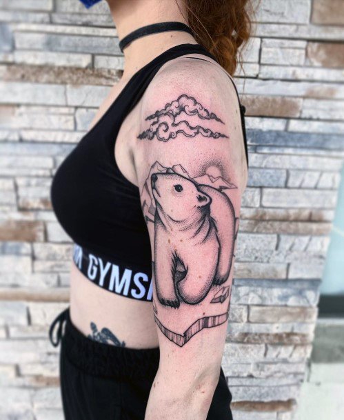 Hill And Bear Tattoo For Women Arms