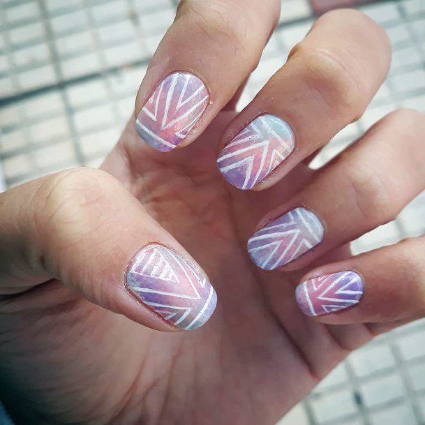 Hippy Colorful Water Color Triangle Nail Design Ideas For Ladies