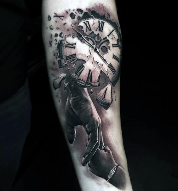 Holding Hands And Clock Tattoo Women