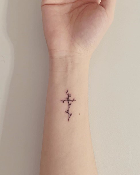 Holy Cross Small Tattoo Womens Wrist