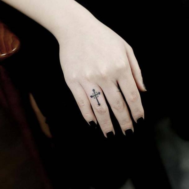 Holy Cross Womens Finger Tattoo