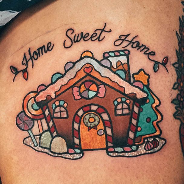 Home Sweet Home Delightful Tattoo For Women Gingerbread House Designs