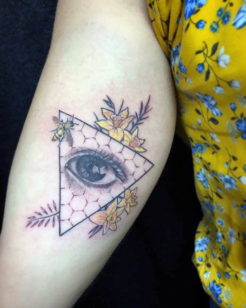 Honeybee Hive Tattoo Eyes Womens Arms