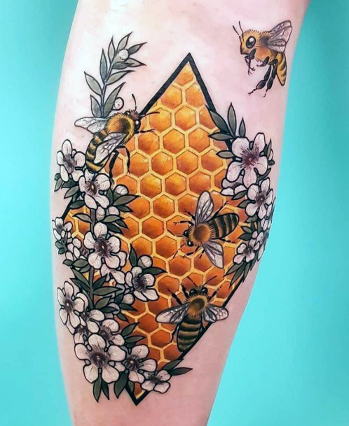 Honeycomb Female Tattoo Designs