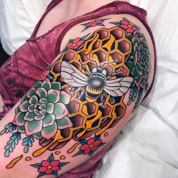 Honeycomb Tattoo For Ladies