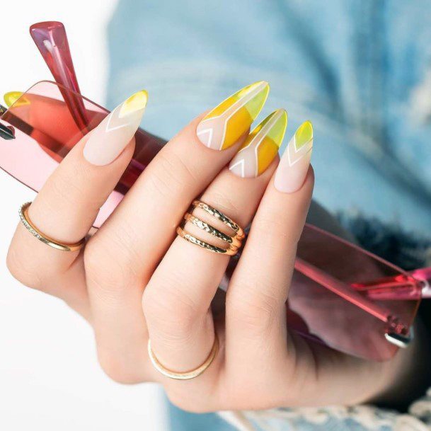 Honeyed Yellow Transparent Nails For Women