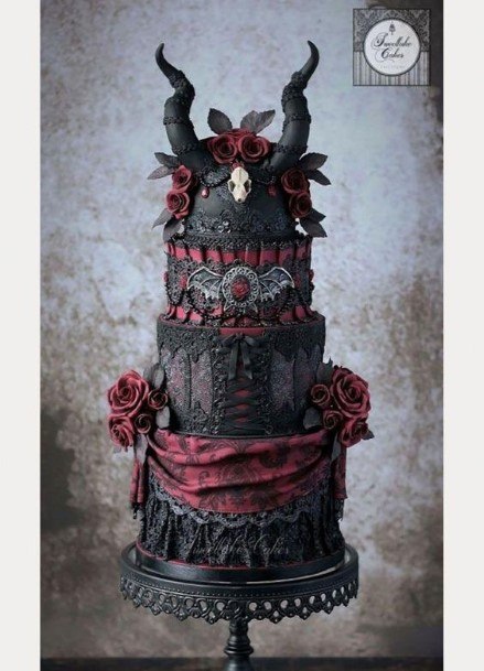 Horned Halloween Wedding Cake