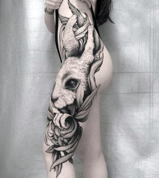 Horrific Beast Tattoo Womens Legs