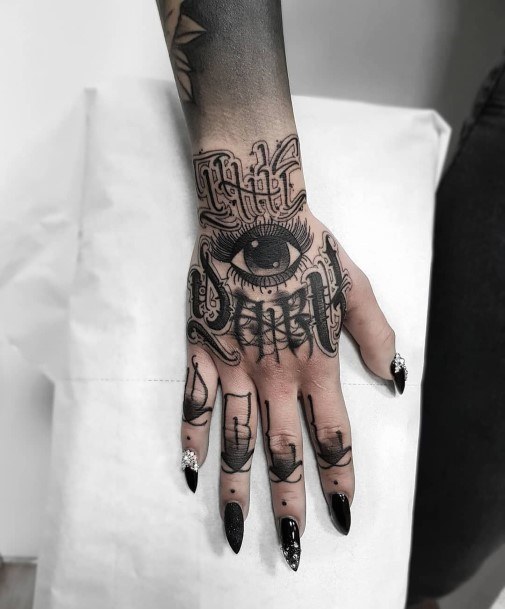 Horror Tattoo Womens Fingers