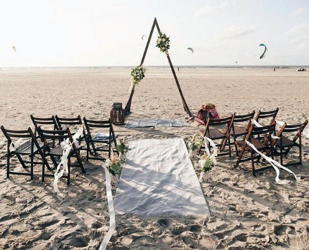 Hot And Sandy Beach Wedding Flowers Triangular Art