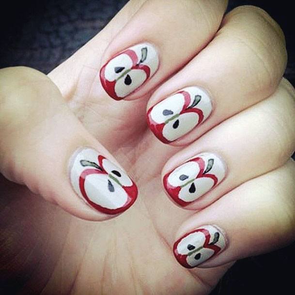 Hot Nails With Apple Pattern