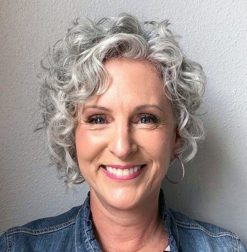 Hot Natural Curls Chin Length Short Hairstyles For Women Over 60