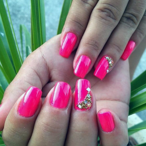 Hot Pink Bling Charming Nail Art Women