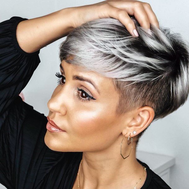 Hot Silvered Pixie Hairstyle For Women