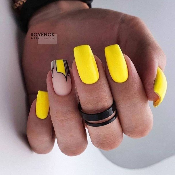 Hot Yellow Bright Neon Nail Designs For Women