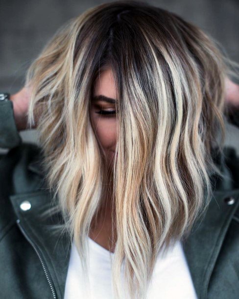 Hottest Dark Rooted Ashy White Blonde Ombre Womens Hairstyle