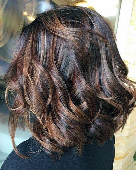 Hottest Layered Curly Dark Brown And Caramel Womens Hairstyle Idea