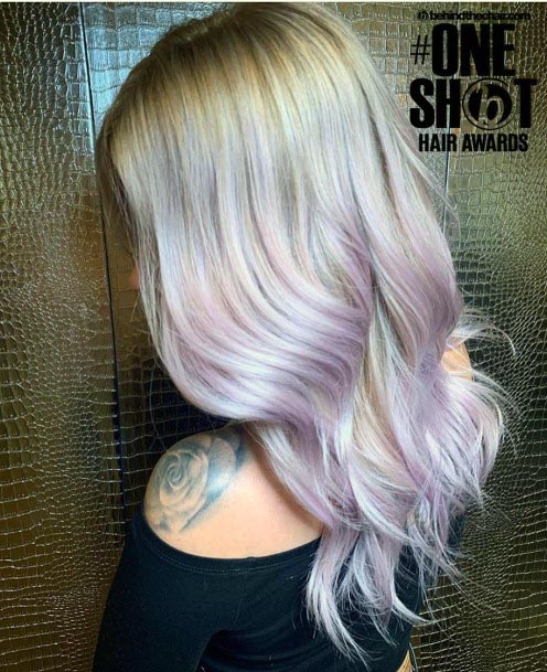 Hottest Long Bold Blue And Purple Ombre Womens Hairstyle