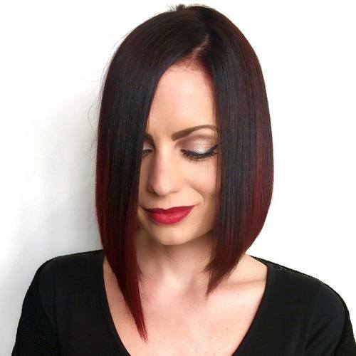Hottest Sleek Straight Dark Brown And Red Tipped Womens Hairstyle