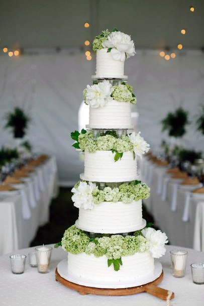 Huge Cake With Hydrangea Wedding Flowers