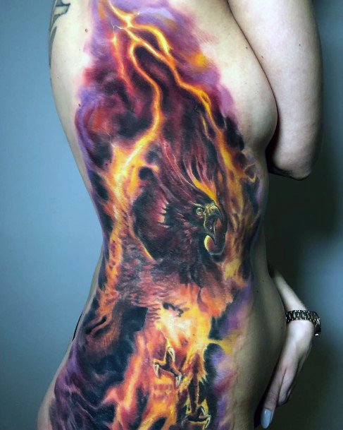 Huge Fire Phoenix Tattoo For Women Body Art