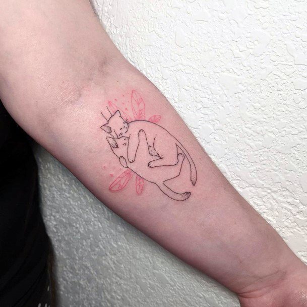 Hugging Cats Tattoo For Women On Hands