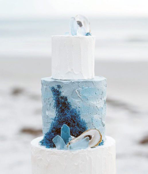 Iced Bluish Beach Wedding Cake Women