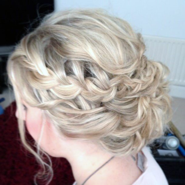 Icy Blonde Womens Thick Hairstyle Ideas Loose Side Braid Into Low Bun