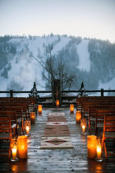 Icy Cold Winter Wedding Ceremony Decorations