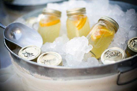 Icy Lemonade In Mason Jars Wedding Decorations