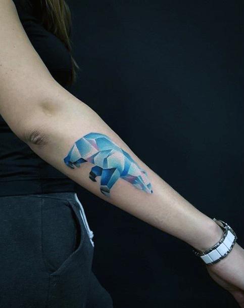 Icy Polar Bear Tattoo For Women On Hands Geometric