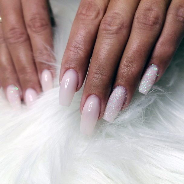 Icy White Snow Nails Long For Women