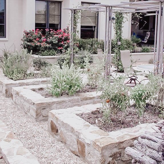 Ideas Stone Rock Raised Bed Garden