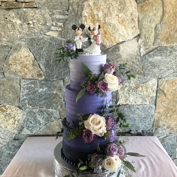 Imperial Purple Wedding Cake With Roses