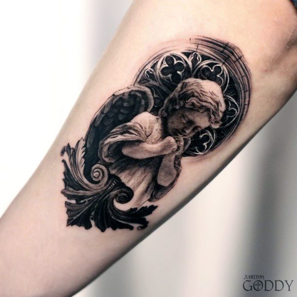 Impressive Ladies Baby Angel Tattoo