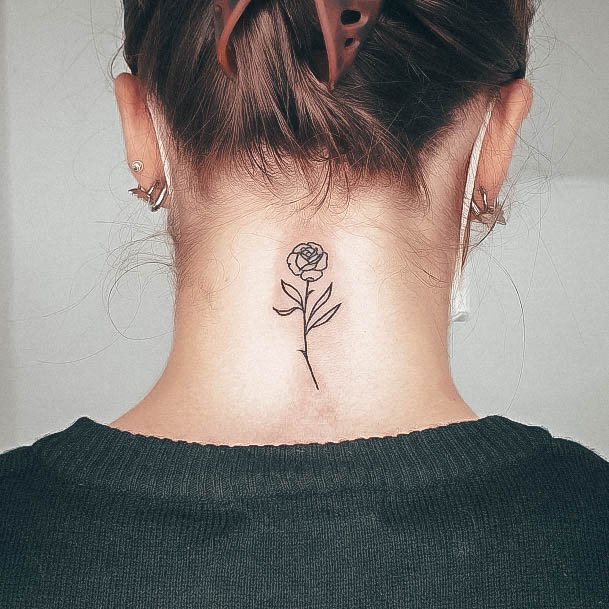 Impressive Ladies Back Of Neck Tattoo