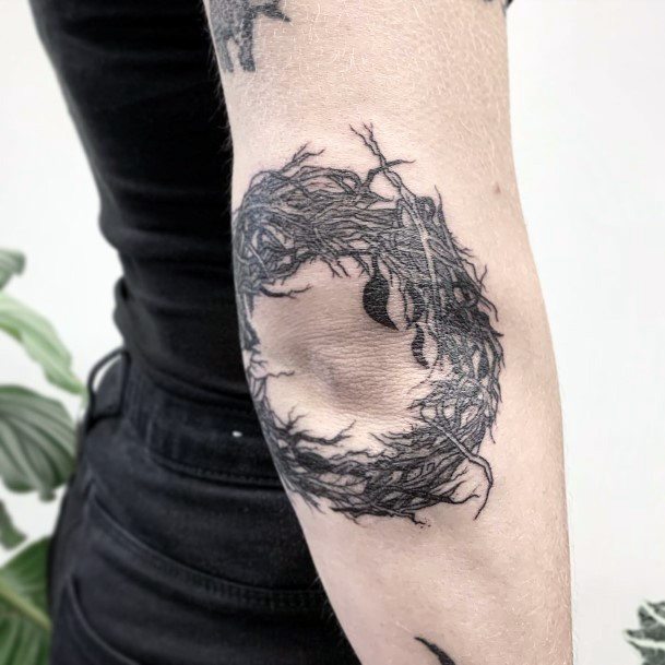 Impressive Ladies Birds Nest Tattoo