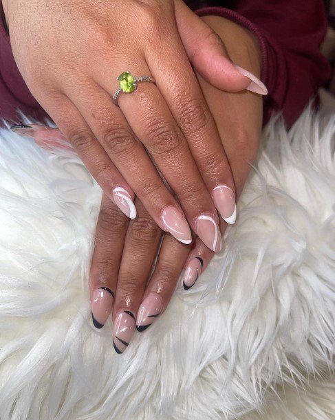 Impressive Ladies Black And White Nail