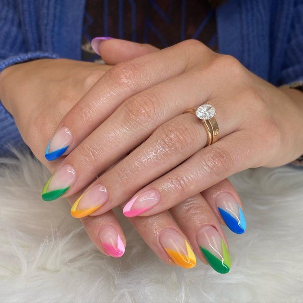 Impressive Ladies Blue French Tip Nail