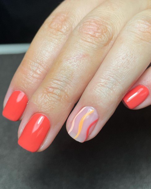 Impressive Ladies Bright Coral Nail