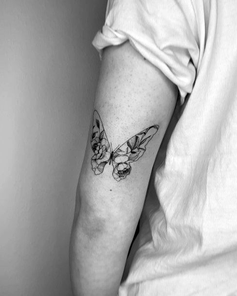 Impressive Ladies Butterfly Flower Tattoo