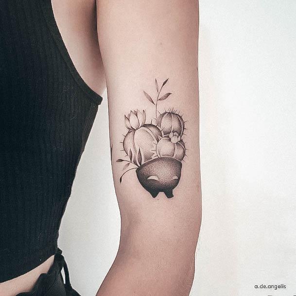 Impressive Ladies Cactus Tattoo